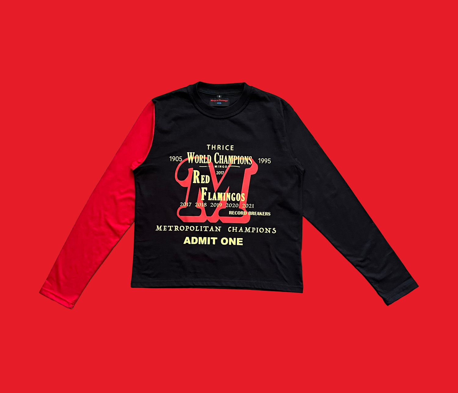 game ticket long sleeve tee. - black — mingo by domingo.